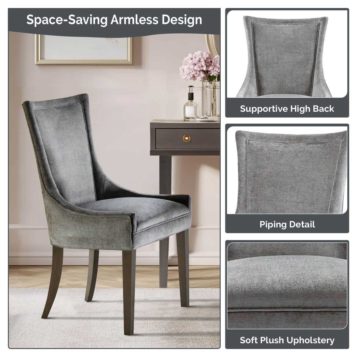 Madison Park Signature Fauteuils de salle à manger Ultra rembourrés avec pieds en bois (lot de 2) - N/A