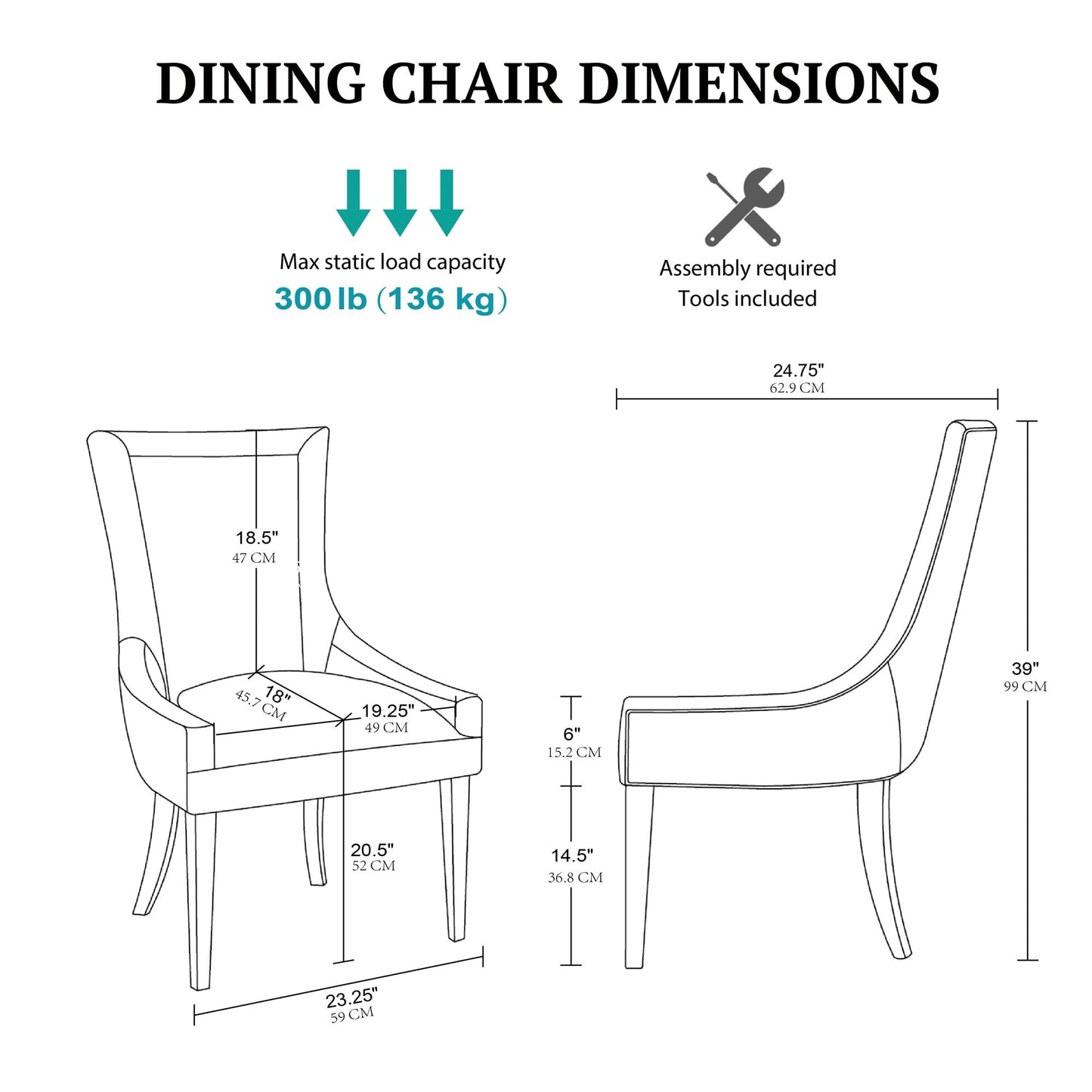 Madison Park Signature Fauteuils de salle à manger Ultra rembourrés avec pieds en bois (lot de 2) - N/A