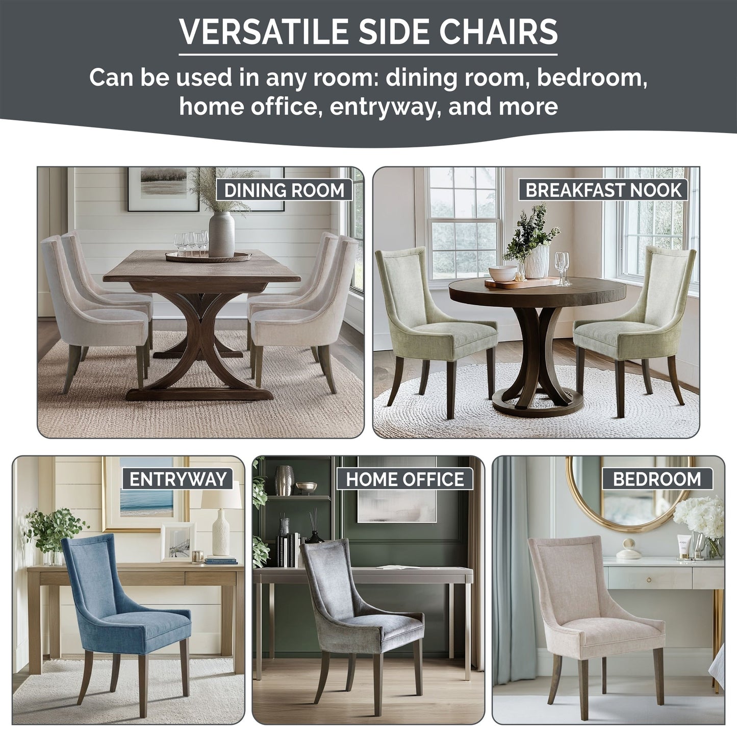 Madison Park Signature Fauteuils de salle à manger Ultra rembourrés avec pieds en bois (lot de 2) - N/A
