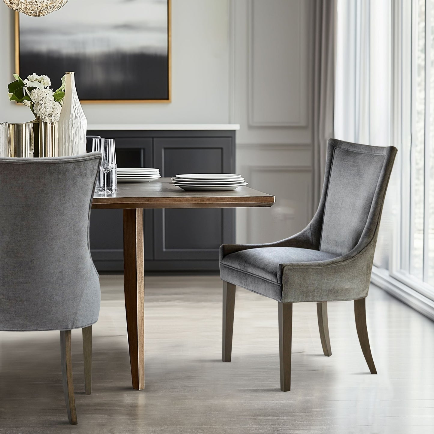 Madison Park Signature Fauteuils de salle à manger Ultra rembourrés avec pieds en bois (lot de 2) - N/A