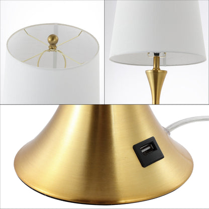 Makena 22.75 Lampe de chevet moderne et élégante en forme de sablier en fer avec port de charge USB, (lot de 2) par JONATHAN Y