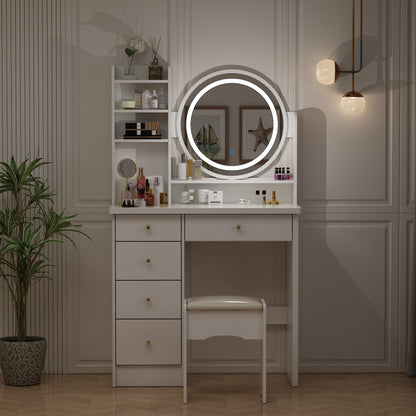 Ensemble coiffeuse avec miroir à écran tactile et tabouret