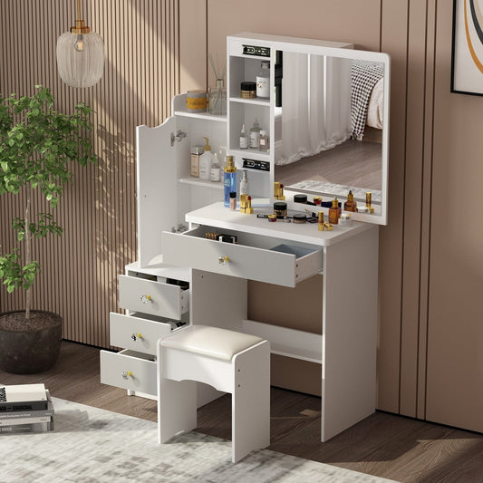 Ensemble de coiffeuse avec miroir et tabouret