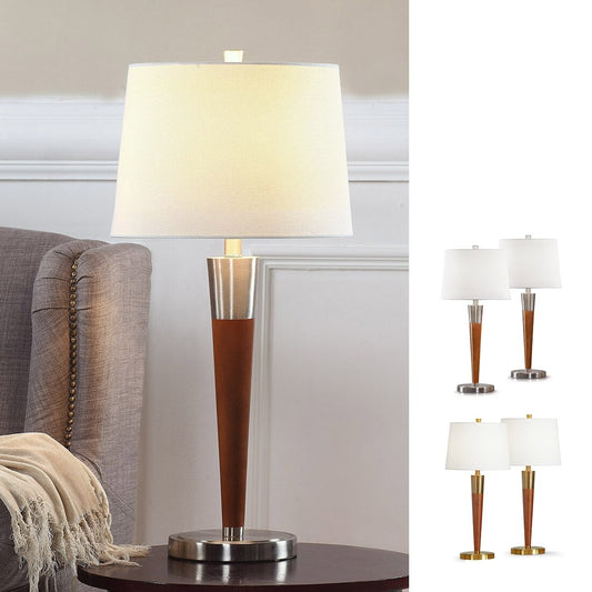 Lampes de table Manhattan en bois massif (lot de 2)