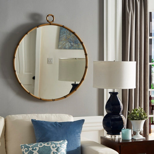 Marza Miroir mural rond avec finition laiton antique de iNSPIRE Q Modern