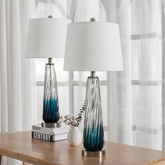 Maxax Lot de 2 lampes de chevet bleues dégradées (28,75 pouces)