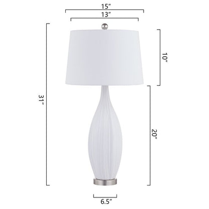 Ensemble de 2 lampes de table en porcelaine blanche standard (lot de 2)