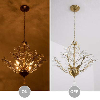 Maxax Lustre unique classique/traditionnel à 4 lumières avec accents en cristal