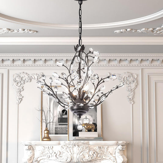 Maxax Lustre unique classique/traditionnel à 4 lumières avec accents en cristal