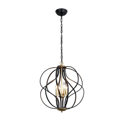 Maxax Lustre géométrique unique à 4 lumières avec accents en fer forgé - 17,7*17,3*17,3