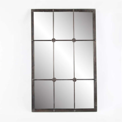Miroir mural décoratif à cadre métallique brun rustique imitant un vitrail - 95,9 cm (H) x 60,5 cm (L) x 2,5 cm (P)