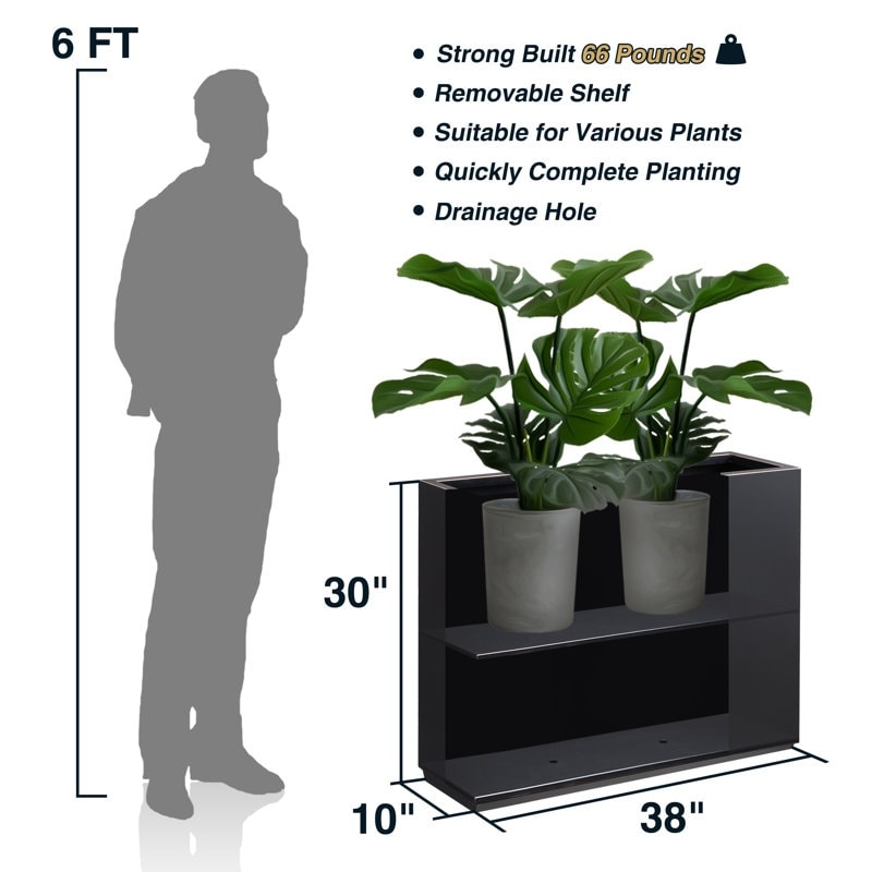 Grand bac à plantes métallique pour extérieur, 96,5 x 76,2 x 76,2 cm (LxlxH) - Bac à plantes séparateur en métal - 96,5 x 76,2 x 25,4 cm
