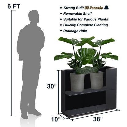 Grand bac à plantes métallique pour extérieur, 96,5 x 76,2 x 76,2 cm (LxlxH) - Bac à plantes séparateur en métal - 96,5 x 76,2 x 25,4 cm