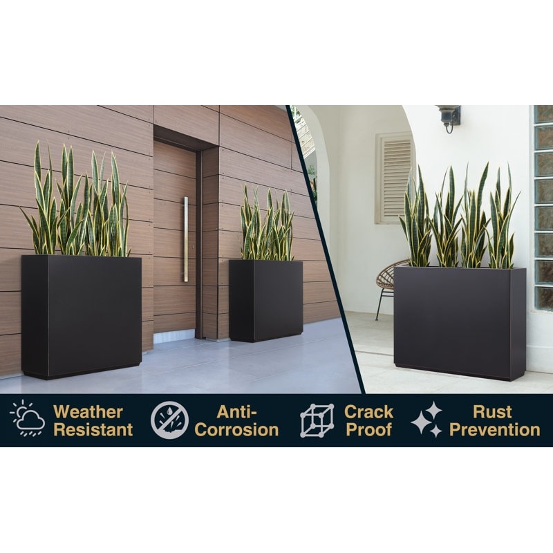 Grand bac à plantes métallique pour extérieur, 96,5 x 76,2 x 76,2 cm (LxlxH) - Bac à plantes séparateur en métal - 96,5 x 76,2 x 25,4 cm