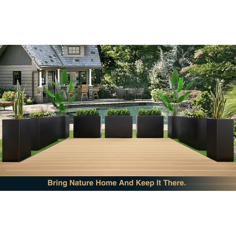 Grand bac à plantes métallique pour extérieur, 96,5 x 76,2 x 76,2 cm (LxlxH) - Bac à plantes séparateur en métal - 96,5 x 76,2 x 25,4 cm