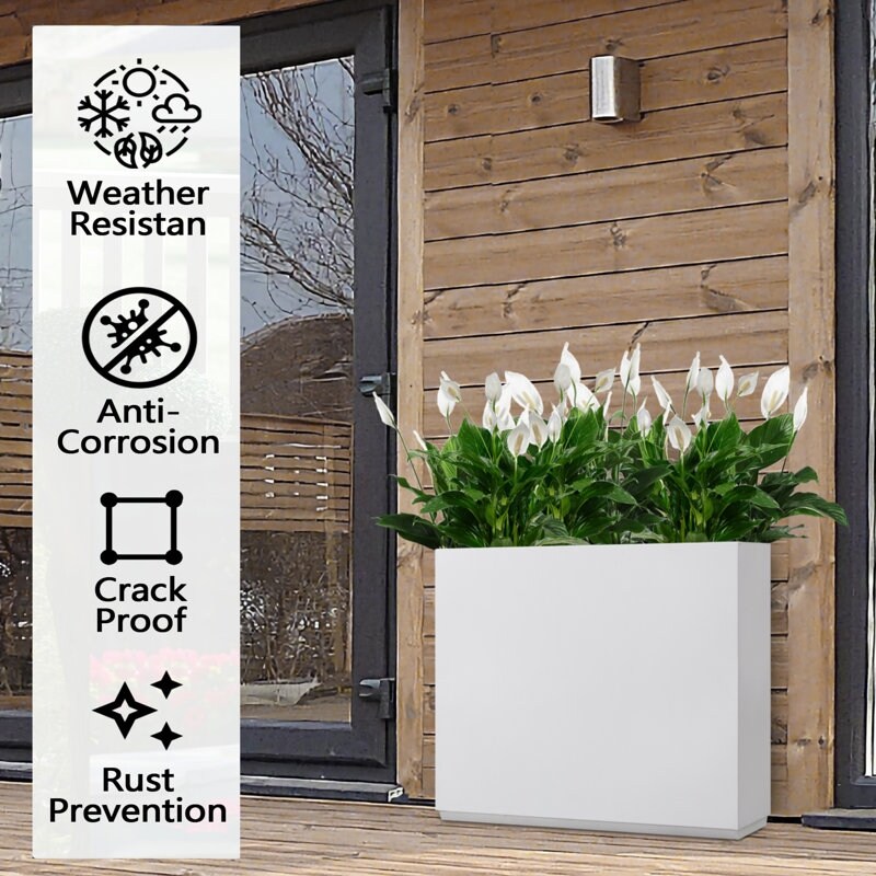 Grand bac à plantes métallique pour extérieur, 96,5 x 76,2 x 76,2 cm (LxlxH) - Bac à plantes séparateur en métal - 96,5 x 76,2 x 25,4 cm