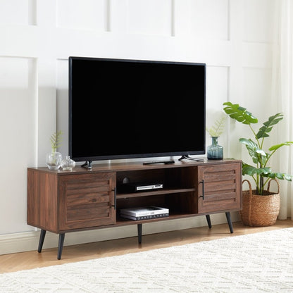 Meuble TV style Mid-Century Modern pour téléviseurs jusqu'à 70 pouces, meuble multimédia - 52 cm (H) x 150 cm (L) x 39 cm (P)
