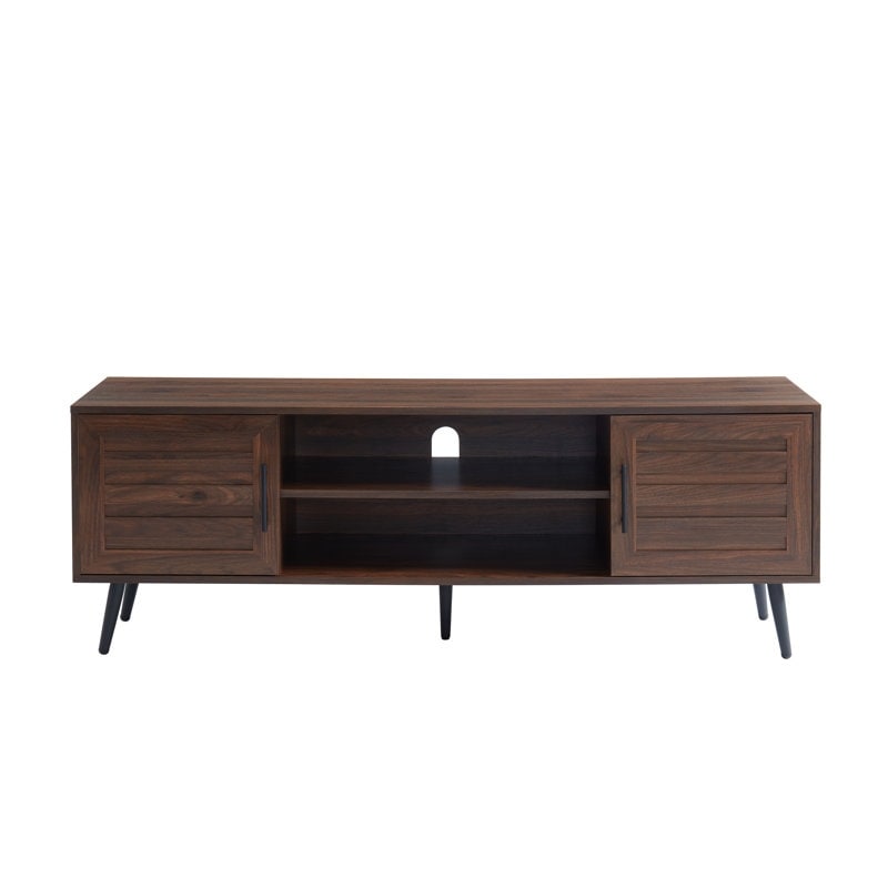 Meuble TV style Mid-Century Modern pour téléviseurs jusqu'à 70 pouces, meuble multimédia - 52 cm (H) x 150 cm (L) x 39 cm (P)