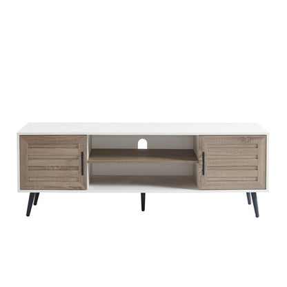 Meuble TV style Mid-Century Modern pour téléviseurs jusqu'à 70 pouces, meuble multimédia - 52 cm (H) x 150 cm (L) x 39 cm (P)