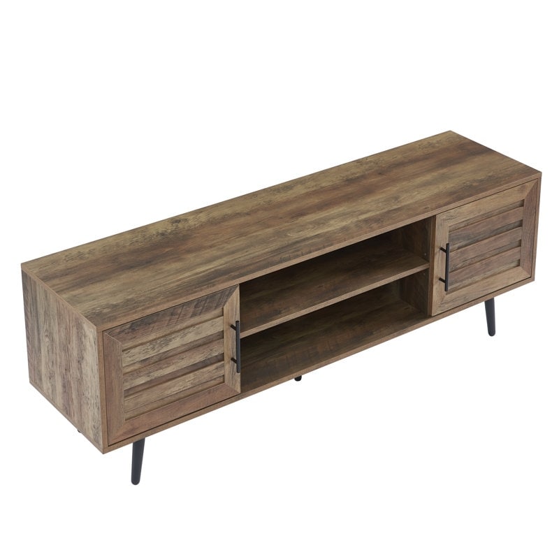 Meuble TV style Mid-Century Modern pour téléviseurs jusqu'à 70 pouces, meuble multimédia - 52 cm (H) x 150 cm (L) x 39 cm (P)