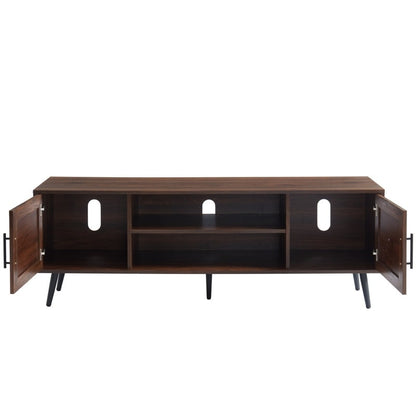 Meuble TV style Mid-Century Modern pour téléviseurs jusqu'à 70 pouces, meuble multimédia - 52 cm (H) x 150 cm (L) x 39 cm (P)