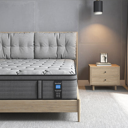Modland Matelas hybride à ressorts ensachés de 35,5 cm (14 pouces) à revêtement européen de densité moyenne, livré dans une boîte