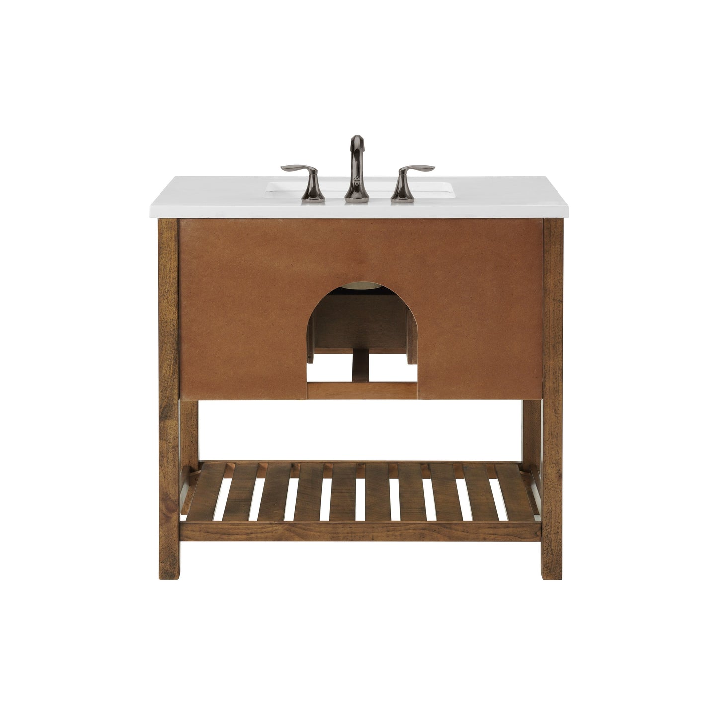 Meuble-lavabo de salle de bain simple Monterey 37, style farmhouse, avec plan de travail.