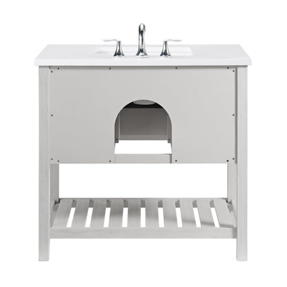 Meuble-lavabo de salle de bain simple Monterey 37, style farmhouse, avec plan de travail.