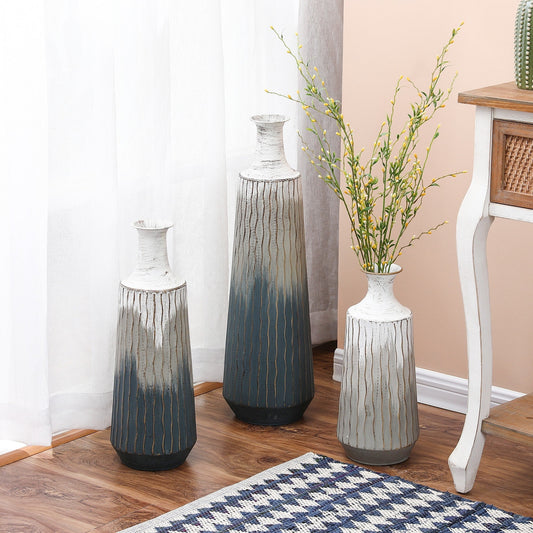 Vases en forme de bouteille en métal multicolores dégradés (lot de 3)