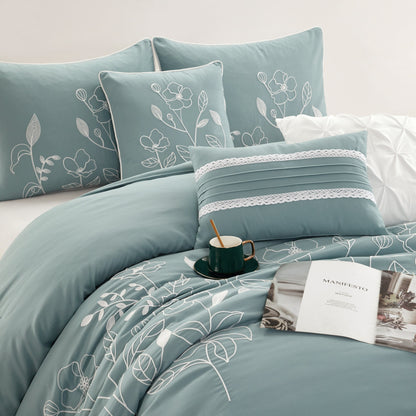 Ensemble de Couette à Motifs Floraux et Botaniques Nanshing Taylor 7 Pièces