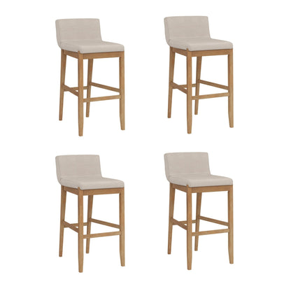 Tabouret de bar moderne Gracie, chaise rembourrée en bouclé et pieds en bois brossé