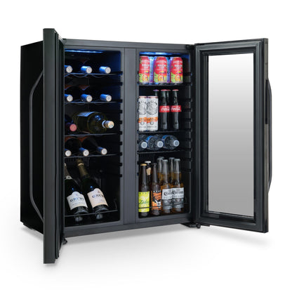 Réfrigérateur à vin et boissons Newair, 18 bouteilles et 59 canettes, double zone de température, autonome, contrôle numérique de la température