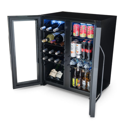 Réfrigérateur à vin et boissons Newair, 18 bouteilles et 59 canettes, double zone de température, autonome, contrôle numérique de la température