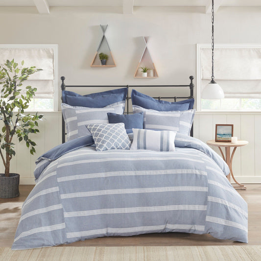 Ensemble de couette surdimensionnée en coton bleu noble de Madison Park Signature