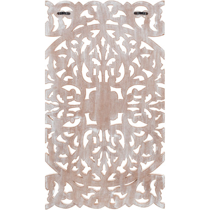 Norma - Tableau mural en bois naturel à motifs floraux, sculpté à la main, 3 panneaux, 122 x 71 cm (48x28 pouces)