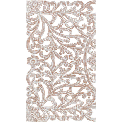 Norma - Tableau mural en bois naturel à motifs floraux, sculpté à la main, 3 panneaux, 122 x 71 cm (48x28 pouces)