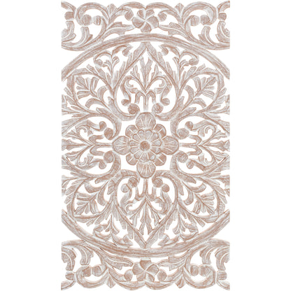 Norma - Tableau mural en bois naturel à motifs floraux, sculpté à la main, 3 panneaux, 122 x 71 cm (48x28 pouces)