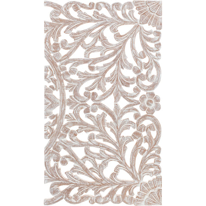 Norma - Tableau mural en bois naturel à motifs floraux, sculpté à la main, 3 panneaux, 122 x 71 cm (48x28 pouces)