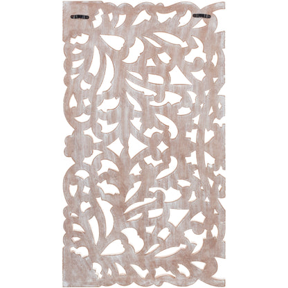 Norma - Tableau mural en bois naturel à motifs floraux, sculpté à la main, 3 panneaux, 122 x 71 cm (48x28 pouces)