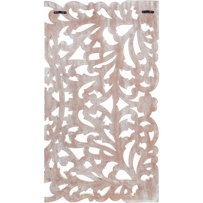 Norma - Tableau mural en bois naturel à motifs floraux, sculpté à la main, 3 panneaux, 122 x 71 cm (48x28 pouces)