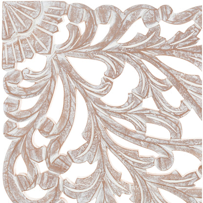 Norma - Tableau mural en bois naturel à motifs floraux, sculpté à la main, 3 panneaux, 122 x 71 cm (48x28 pouces)