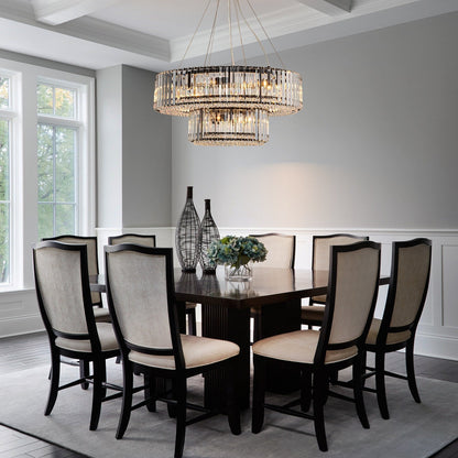 OYIPRO Lustre moderne rond en cristal à 6/8/12 lumières, suspension en forme de tambour pour îlot de cuisine