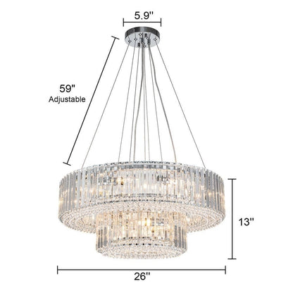 OYIPRO Lustre moderne rond en cristal à 6/8/12 lumières, suspension en forme de tambour pour îlot de cuisine