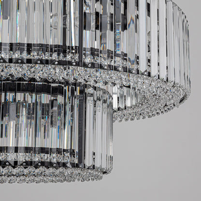OYIPRO Lustre moderne rond en cristal à 6/8/12 lumières, suspension en forme de tambour pour îlot de cuisine