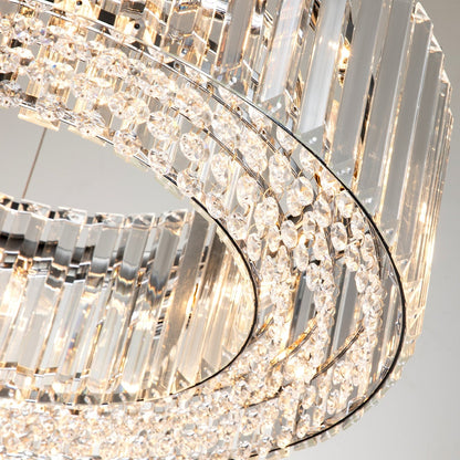 OYIPRO Lustre moderne rond en cristal à 6/8/12 lumières, suspension en forme de tambour pour îlot de cuisine