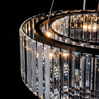 OYIPRO Lustre moderne rond en cristal à 6/8/12 lumières, suspension en forme de tambour pour îlot de cuisine