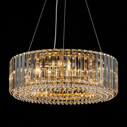 OYIPRO Lustre moderne rond en cristal à 6/8/12 lumières, suspension en forme de tambour pour îlot de cuisine