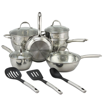 Ensemble de cuisine en acier inoxydable à forme de ventre, 13 pièces, Oster Ridgewell