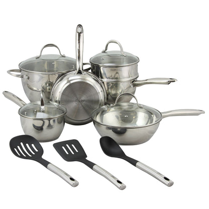 Ensemble de cuisine en acier inoxydable à forme de ventre, 13 pièces, Oster Ridgewell