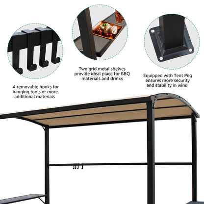 Abri de barbecue, tonnelle pour barbecue, avec cadre en acier, pour extérieur, 5 pi x 8 pi
